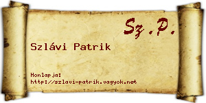 Szlávi Patrik névjegykártya