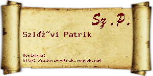 Szlávi Patrik névjegykártya